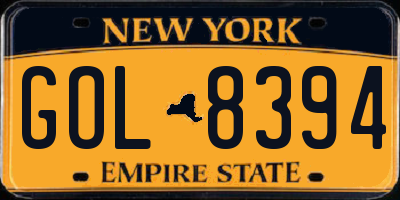 NY license plate GOL8394