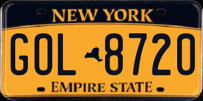 NY license plate GOL8720