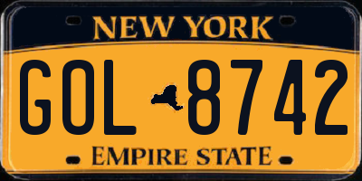 NY license plate GOL8742