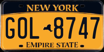 NY license plate GOL8747