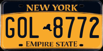 NY license plate GOL8772