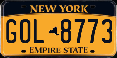 NY license plate GOL8773
