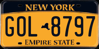 NY license plate GOL8797