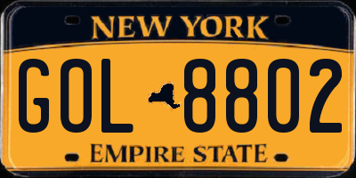 NY license plate GOL8802