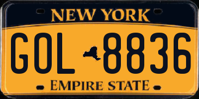 NY license plate GOL8836