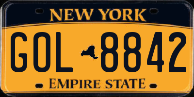 NY license plate GOL8842