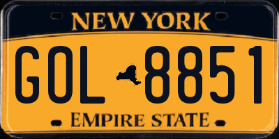 NY license plate GOL8851