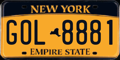 NY license plate GOL8881