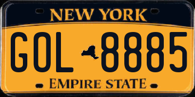 NY license plate GOL8885