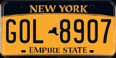 NY license plate GOL8907