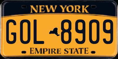 NY license plate GOL8909