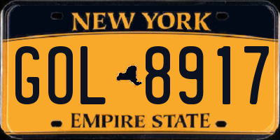 NY license plate GOL8917