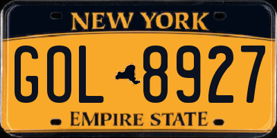 NY license plate GOL8927