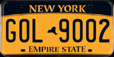 NY license plate GOL9002