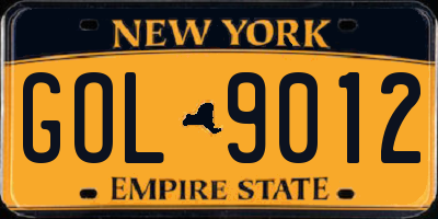 NY license plate GOL9012