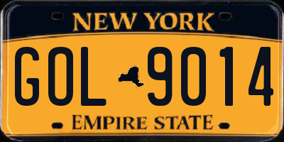 NY license plate GOL9014