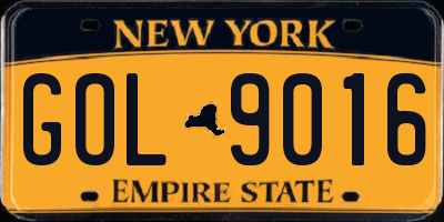 NY license plate GOL9016