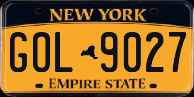 NY license plate GOL9027