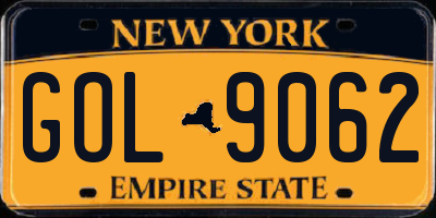 NY license plate GOL9062