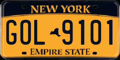NY license plate GOL9101