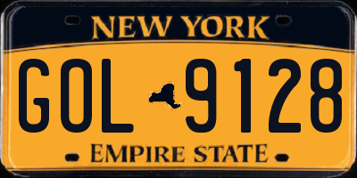 NY license plate GOL9128