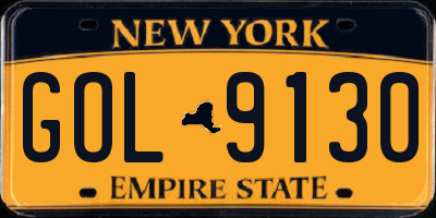 NY license plate GOL9130