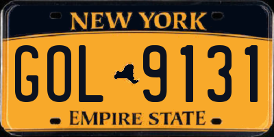 NY license plate GOL9131