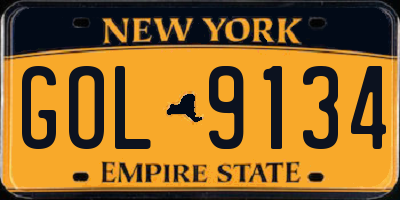 NY license plate GOL9134