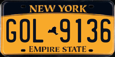 NY license plate GOL9136