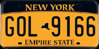 NY license plate GOL9166