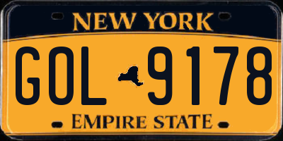 NY license plate GOL9178