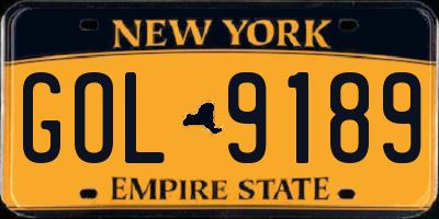 NY license plate GOL9189