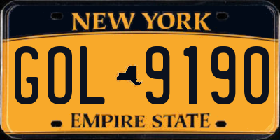 NY license plate GOL9190