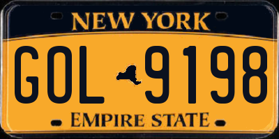 NY license plate GOL9198
