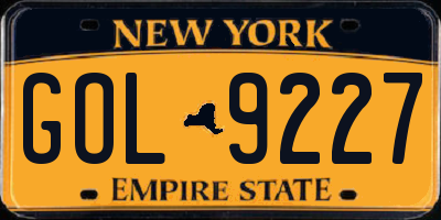 NY license plate GOL9227