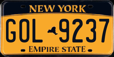 NY license plate GOL9237