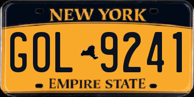 NY license plate GOL9241