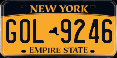 NY license plate GOL9246