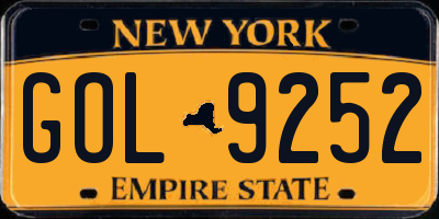 NY license plate GOL9252