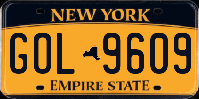NY license plate GOL9609