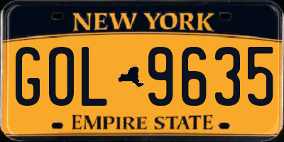 NY license plate GOL9635
