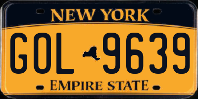 NY license plate GOL9639