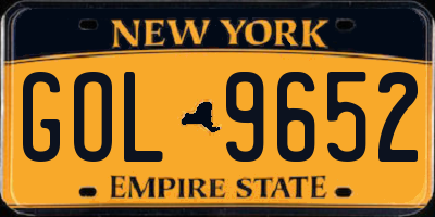 NY license plate GOL9652