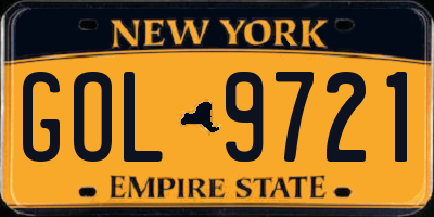 NY license plate GOL9721