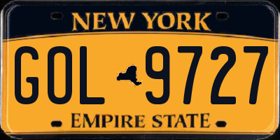 NY license plate GOL9727