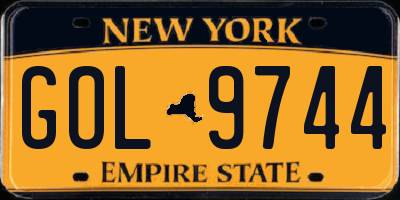 NY license plate GOL9744