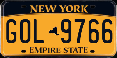 NY license plate GOL9766