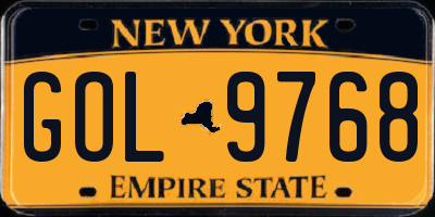 NY license plate GOL9768