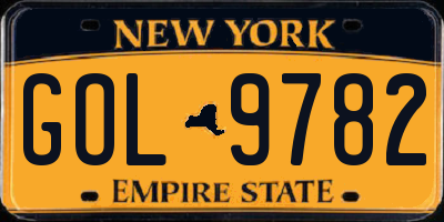 NY license plate GOL9782
