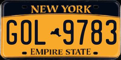 NY license plate GOL9783